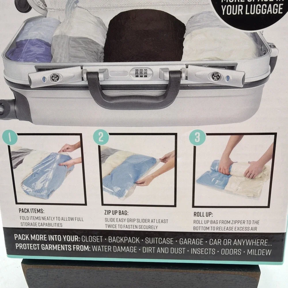 G-FORCE BRAND - ROLL & PACK AIR-TIGHT STORAGE BAGS - 4 PIECE SET - NEW IN BOX!!